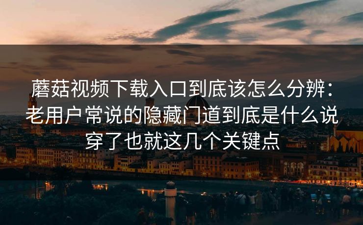 蘑菇视频下载入口到底该怎么分辨：老用户常说的隐藏门道到底是什么说穿了也就这几个关键点