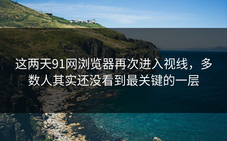 这两天91网浏览器再次进入视线，多数人其实还没看到最关键的一层