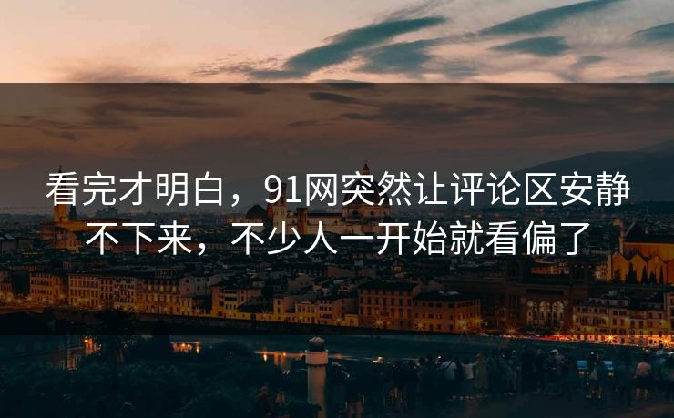 看完才明白，91网突然让评论区安静不下来，不少人一开始就看偏了