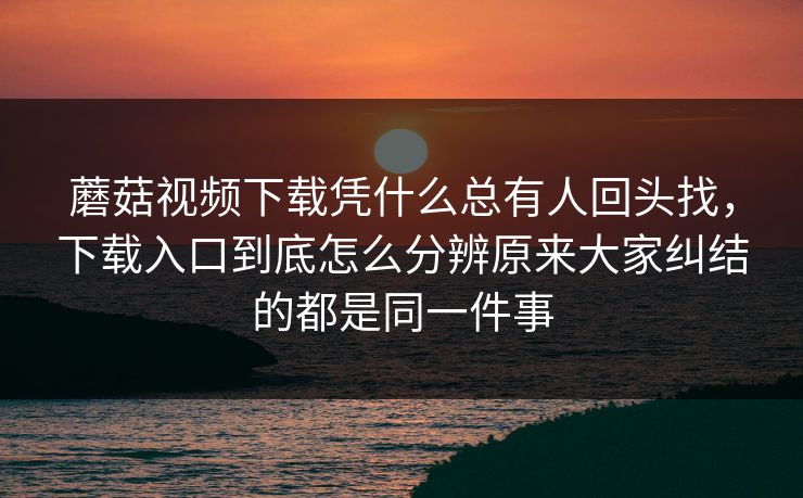 蘑菇视频下载凭什么总有人回头找，下载入口到底怎么分辨原来大家纠结的都是同一件事