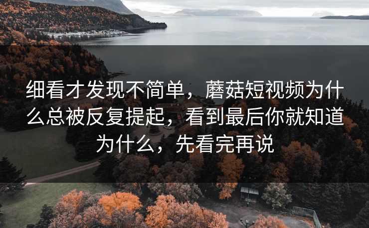 细看才发现不简单，蘑菇短视频为什么总被反复提起，看到最后你就知道为什么，先看完再说