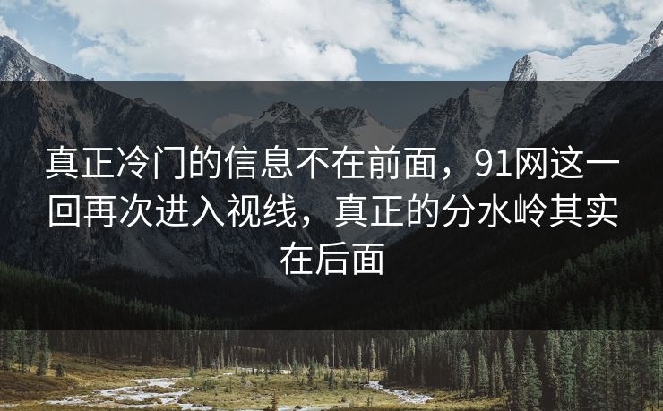 真正冷门的信息不在前面，91网这一回再次进入视线，真正的分水岭其实在后面