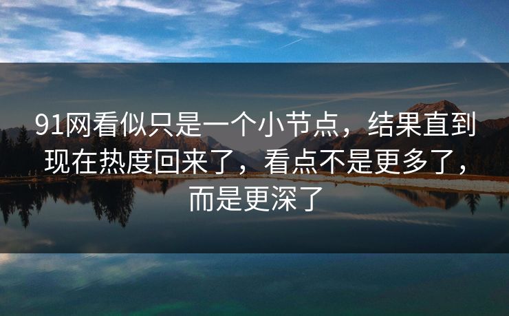 91网看似只是一个小节点，结果直到现在热度回来了，看点不是更多了，而是更深了